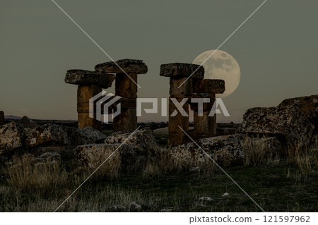 Full moonrise in the ancient city of Blaundos 121597962