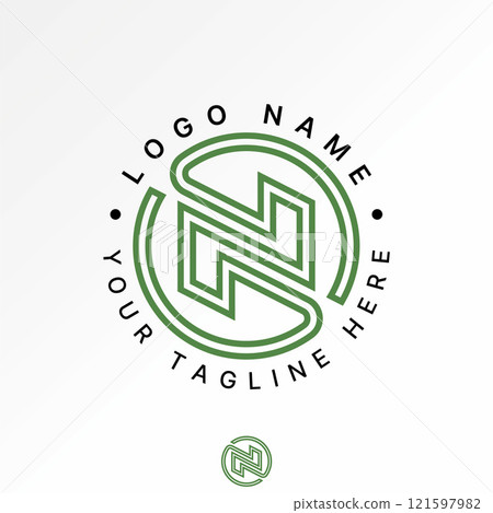 Logo design graphic concept creative premium vector stock image graphic initial N or Z two double lines font circle infinity monogram typography tech 121597982