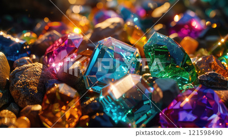 Large variety of natural, precious and semiprecious gems. 121598490