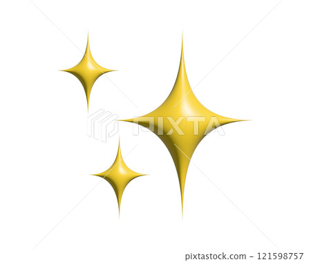 Glittering flashes of sparkles, yellow four-point stars icon on transparent background, indicate love, happiness; beauty, gratitude and excitement 121598757