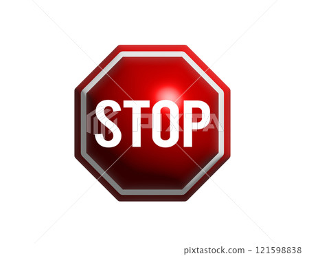 3D Red stop warning sign flat icon symbol vector format 121598838