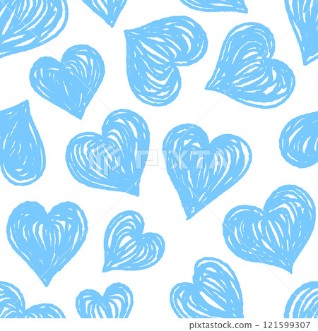 Hand-drawn heart seamless pattern (light blue) - Stock Illustration ...