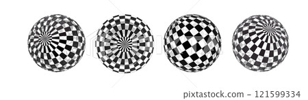 Black and white checkerboard spheres on white background 121599334