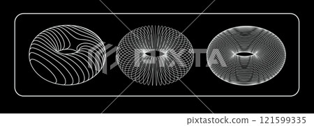 3D wormhole effect curved lines on a white background. Tunnel 3d vector illustration. 121599335