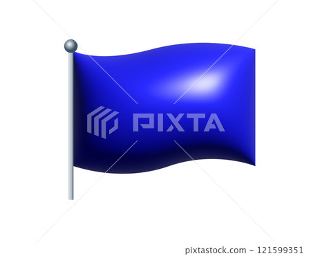 3D rectangular gradient blue flag icon with silver pole. 3D rectangular gradient blue flag icon with silver pole. 121599351