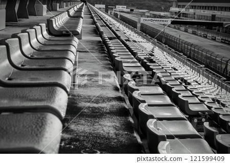 Stand seats with no spectators Stand seats with no spectators 121599409