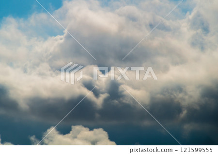 Amazing pictures of variety of clouds at different moments, lighting, time of day. To create atmospheric collages, like background, screensaver, desktop wallpaper, add various inscriptions, postcards 121599555