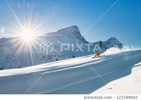 Skiing in Telemark Skiing in Telemark 121599692