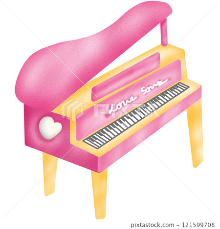 Vintage style Piano in pastel pink and yellow tones for valentine decoration Vintage style Piano in pastel pink and yellow tones for valentine decoration 121599708