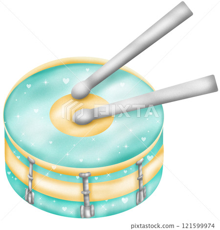 Vintage style drum in pastel green and yellow tones for valentine decoration Vintage style drum in pastel green and yellow tones for valentine decoration 121599974