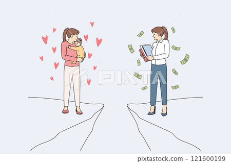Woman maintains life balance between quarry and raising family, standing on opposite cliffs 121600199