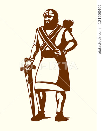 Vector drawing. Warrior with sword Vector drawing. Warrior with sword 121600402