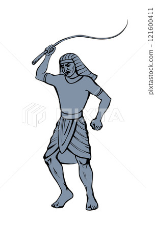 Vector drawing. Angry egyptian soldier 121600411