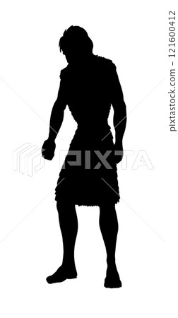 Vector drawing. Ancient man with clenched fists Vector drawing. Ancient man with clenched fists 121600412