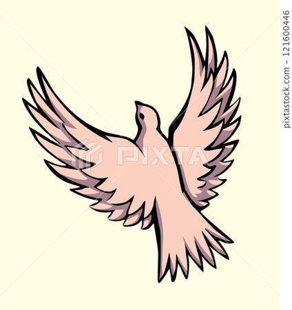 Vector drawing. Cute flying dove 121600446