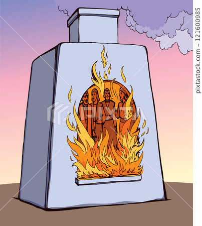Vector drawing. Young men in the oven Vector drawing. Young men in the oven 121600985