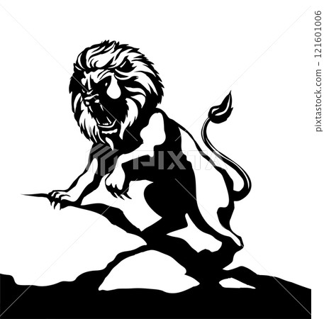 Vector drawing. An angry lion 121601006