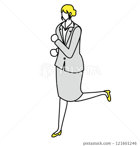 Isometric illustration of a woman running in a suit 121601246