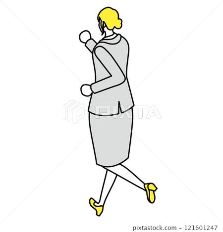 Isometric_Illustration of a woman in a suit running from behind Isometric_Illustration of a woman in a suit running from behind 121601247