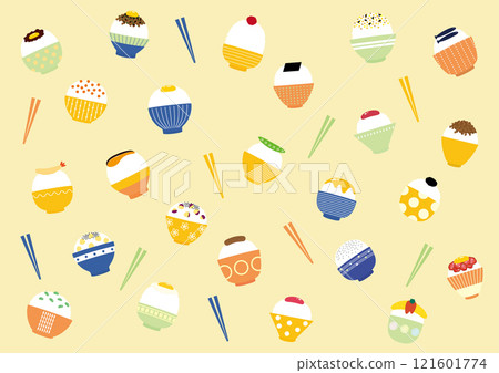 隨機排列的碗飯背景素材 121601774