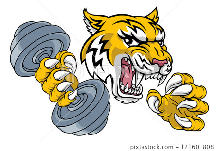 Wildcat Bobcat Weight Lifting Dumbbell Mascot 121601808