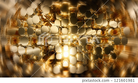 Abstract 3d rendering of golden square cylinder blocks surface. Futuristic background with extruded cylinders shape. High resolution 8k. Abstract 3d rendering of golden square cylinder blocks surface. Futuristic background with extruded cylinders shape. High resolution 8k. 121601981