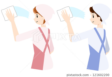 Men and women wiping windows 121602200