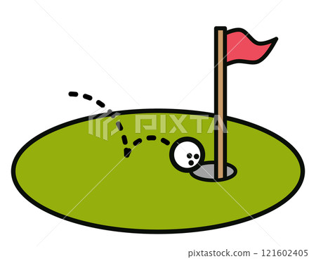 Illustration of a miraculous hole-in-one in golf 121602405