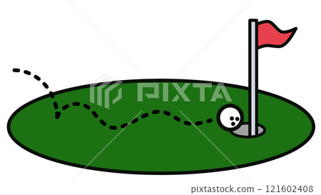 Illustration of a miraculous hole-in-one in golf Illustration of a miraculous hole-in-one in golf 121602408
