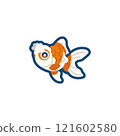 Illustration of a cute goldfish (longan flower) 121602580