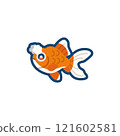 Illustration of a cute goldfish (Japanese flower bouquet) 121602581
