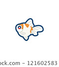 Illustration of a cute goldfish (pearl scale) 121602583