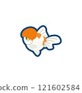 Illustration of a cute goldfish (tall-headed pearl) 121602584