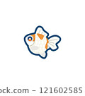 Illustration of a cute goldfish (ping pong pearl) 121602585