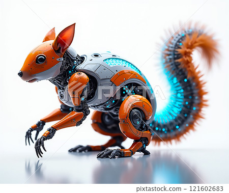 Innovative robotic squirrel showcasing advanced technology with vibrant colors and intricate design 121602683