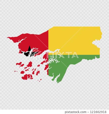 Guinea Bissau map silhouette with flag on white background 121602918