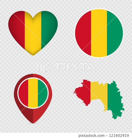 Guinea Flag Icons Pack. Vector illustration. 121602919