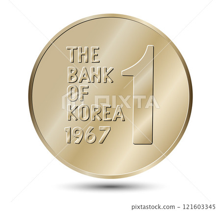 South Korea, 1 won, 1967. Reverse of South Korea one won coin. Vector illustration. South Korea, 1 won, 1967. Reverse of South Korea one won coin. Vector illustration. 121603345