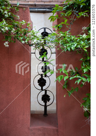 Casa Vicens garden detail in Gracia district, Barcelona Casa Vicens garden detail in Gracia district, Barcelona 121603376
