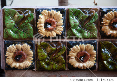 Beautiful tile detail at Casa Vicens in Barcelona, Spain Beautiful tile detail at Casa Vicens in Barcelona, Spain 121603420