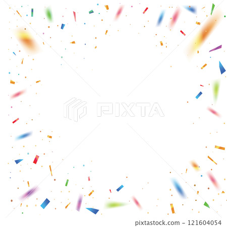 square party template background with colorful festival rainbow paper confetti 121604054