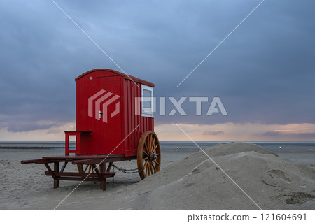 Beach of Borkum, East Frisia, North Sea in Lower Saxony, Germany Beach of Borkum, East Frisia, North Sea in Lower Saxony, Germany 121604691