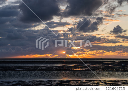 Beach of Borkum, East Frisia, North Sea in Lower Saxony, Germany 121604715