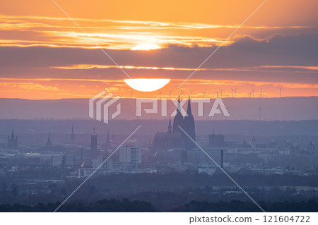 Cologne against sunset, North Rhine Westphalia, Germany 121604722