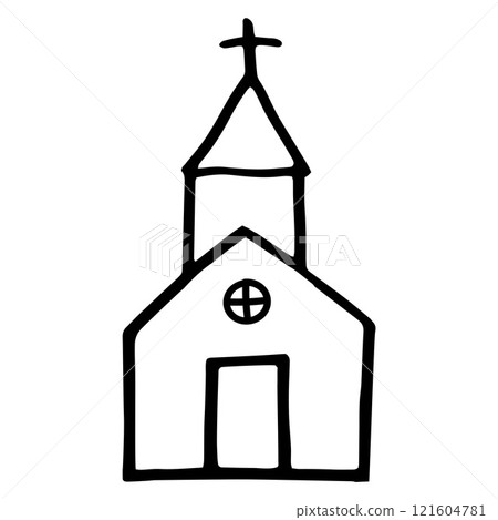 Christian building church catholic doodle hand drawn 121604781