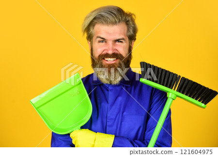Where have you been. husband cleaning house. Housework and domestic duty. Male janitor with cleaning supply. sweeping the floor. man cleaner. bearded man cleaning with mop. Janitor in gloves Where have you been. husband cleaning house. Housework and domestic duty. Male janitor with cleaning supply. sweeping the floor. man cleaner. bearded man cleaning with mop. Janitor in gloves 121604975