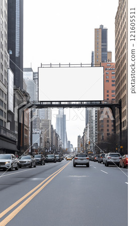 Blank billboard in urban setting showcasing potential advertising opportunities 121605511
