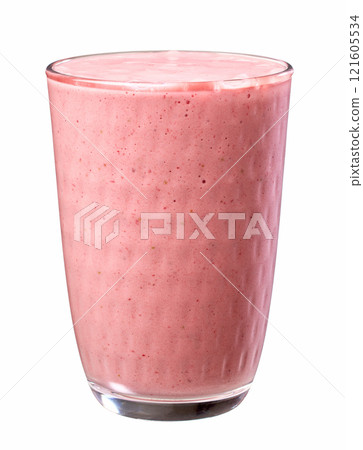 glass of pink smoothie 121605534
