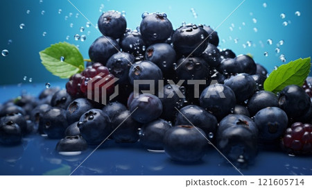 Lots of fresh chokeberries. ai generated image 121605714