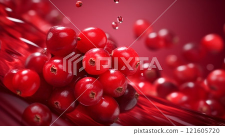 Lots of fresh lingonberries. ai generated image 121605720
